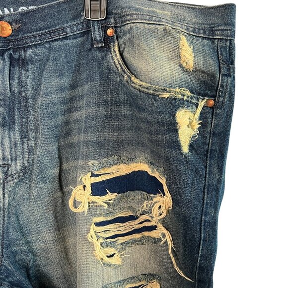 Jordan Craig Men's Distressed Ripped Jean Shorts Sz 44 Hip Hop Streetwear Grunge - Picture 3 of 13